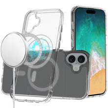 For iPhone 16 Plus 6.7in Case Magnetic Circle Slim Fit Clear + Tempered Glass