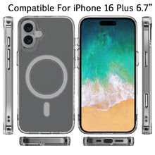 For iPhone 16 Plus 6.7in Case Magnetic Circle Slim Fit Clear + Tempered Glass