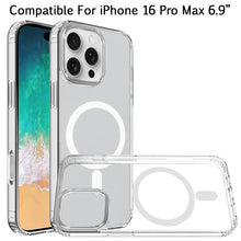 For iPhone 16 PRO MAX Case Magnetic Circle True Transparent + Tempered Glass