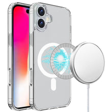 For iPhone 16 6.1inch Case Magnetic Circle Translucent Grip + Tempered Glass