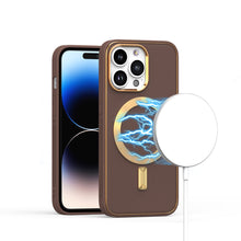 For iPhone 15 Pro Max Case Magnetic Circle Vegan Leather +2 Screen Protectors