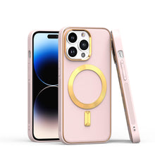 For iPhone 15 Pro Max Case Magnetic Circle Vegan Leather +2 Screen Protectors