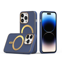 For iPhone 15 PRO Case Magnetic Charging Vegan Leather Cover + 2 Tempered Glass