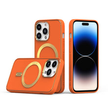 For iPhone 15 Pro Max Case Magnetic Circle Vegan Leather +2 Screen Protectors