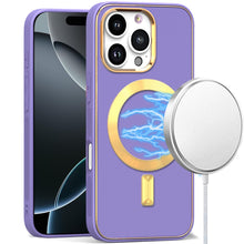 For iPhone 16 PRO MAX Case Magnetic Circle Vegan Leather Cover + Tempered Glass