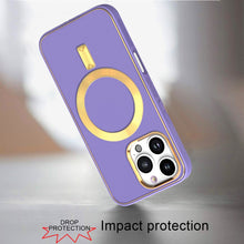 For iPhone 16 PRO MAX Case Magnetic Circle Vegan Leather Cover + Tempered Glass
