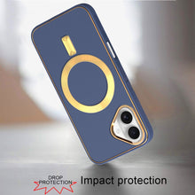For iPhone 16 Plus 6.7in Case Magnetic Circle Vegan Leather + Tempered Glass