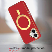For iPhone 16 Plus 6.7in Case Magnetic Circle Vegan Leather + Tempered Glass