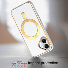 For iPhone 16 6.1inch Case Magnetic Circle Vegan Leather Cover + Tempered Glass