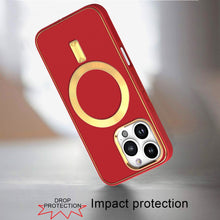 For iPhone 16 Pro 6.3in Case Magnetic Circle Vegan Leather Cover +Tempered Glass