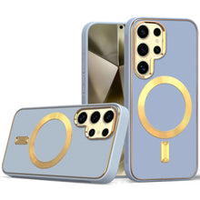 For Samsung Galaxy S24 Ultra Case Magnetic Charging Vegan Leather Hybrid Cover