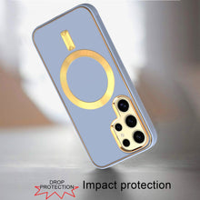 For Samsung Galaxy S24 Case Magnetic Circle Vegan Leather Hybrid Phone Cover