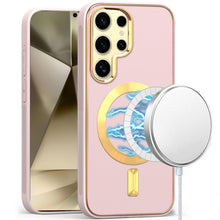 For Samsung Galaxy S24 Ultra Case Magnetic Charging Vegan Leather Hybrid Cover