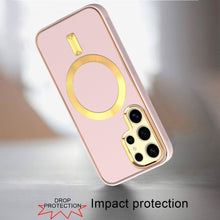 For Samsung Galaxy S24 Case Magnetic Circle Vegan Leather Hybrid Phone Cover