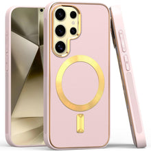 For Samsung Galaxy S24 Ultra Case Magnetic Charging Vegan Leather Hybrid Cover