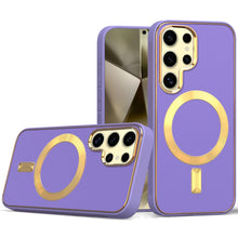 For Samsung Galaxy S24 Ultra Case Magnetic Charging Vegan Leather Hybrid Cover