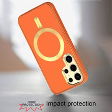 For Samsung Galaxy S24 Case Magnetic Circle Vegan Leather Hybrid Phone Cover