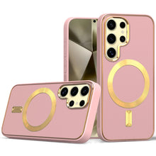 For Samsung Galaxy S24 Ultra Case Magnetic Charging Vegan Leather Hybrid Cover