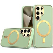 For Samsung Galaxy S24 Ultra Case Magnetic Charging Vegan Leather Hybrid Cover