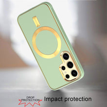 For Samsung Galaxy S24 Case Magnetic Circle Vegan Leather Hybrid Phone Cover