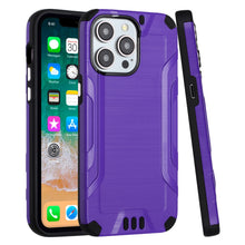 For iPhone 15 PLUS Case Metallic Rugged Hybrid Phone Cover + 2 Tempered Glass