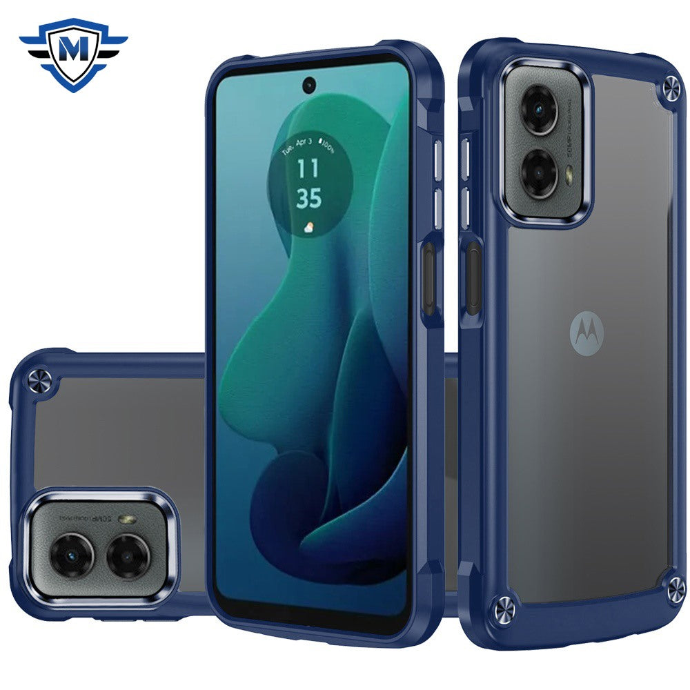 For Moto G 5G (2024) Case w/ Metal Buttons and Raised Camera Lip +Tempered Glass
