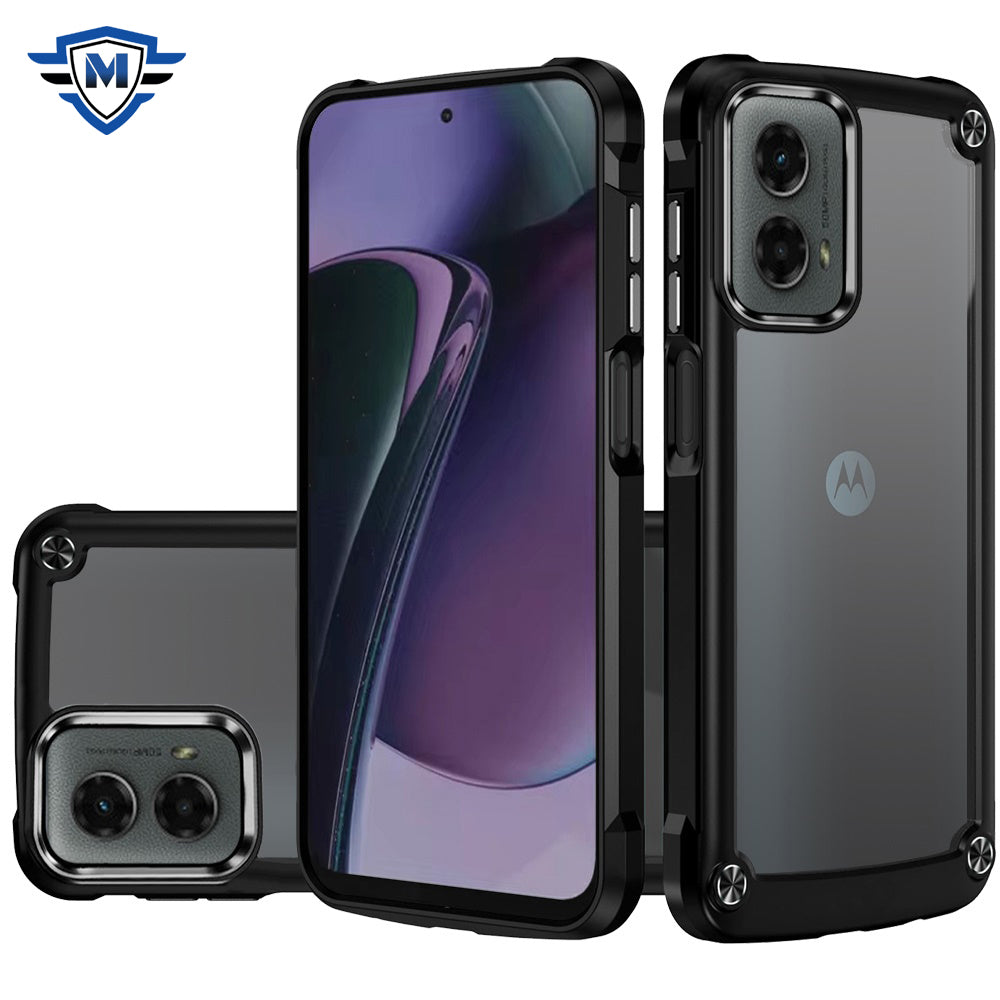 For Moto G Stylus 5G 2024 Case Metal Buttons Raised Camera Lip + Tempered Glass