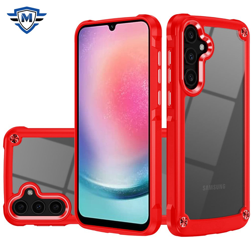 For Samsung A26 5G Case w/ Metal Buttons and Raised Camera Lip + Tempered Glass