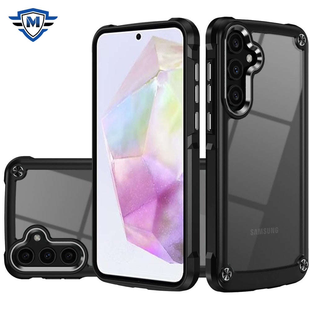 For Samsung A36 Case with Metal Buttons and Raised Camera Lip + Tempered Glass