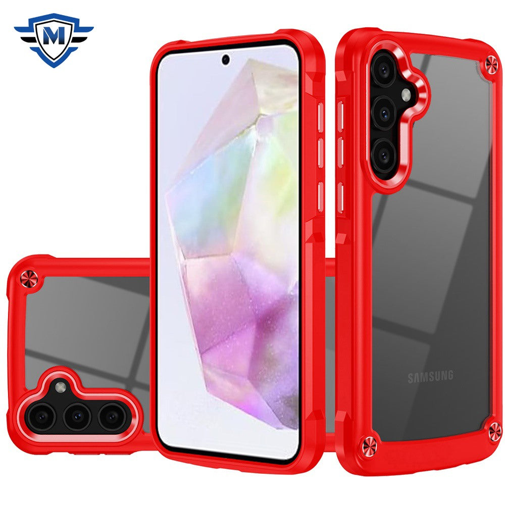 For Samsung A36 Case with Metal Buttons and Raised Camera Lip + Tempered Glass