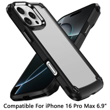 For iPhone 16 Pro 6.3in Case w/ Metal Buttons Raised Camera Lip + Tempered Glass