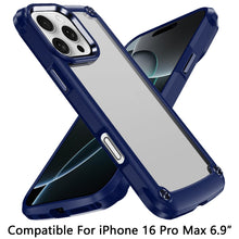 For iPhone 16 Pro 6.3in Case w/ Metal Buttons Raised Camera Lip + Tempered Glass