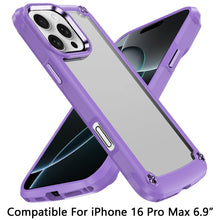 For iPhone 16 Pro 6.3in Case w/ Metal Buttons Raised Camera Lip + Tempered Glass