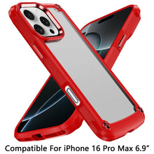 For iPhone 16 Pro 6.3in Case w/ Metal Buttons Raised Camera Lip + Tempered Glass