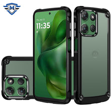 For Moto G Power 2025 Case w/ Metal Buttons Raised Camera Lip + Tempered Glass