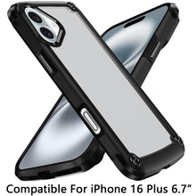 For iPhone 16 Plus 6.7in Case w/ Metal Buttons Raised Camera Lip +Tempered Glass