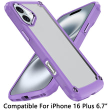 For iPhone 16 Plus 6.7in Case w/ Metal Buttons Raised Camera Lip +Tempered Glass