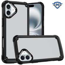 For iPhone 16 6.1inch Case w/ Metal Buttons Raised Camera Lip + Tempered Glass