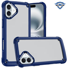 For iPhone 16 6.1inch Case w/ Metal Buttons Raised Camera Lip + Tempered Glass