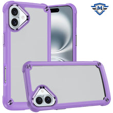 For iPhone 16 6.1inch Case w/ Metal Buttons Raised Camera Lip + Tempered Glass