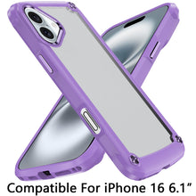 For iPhone 16 6.1inch Case w/ Metal Buttons Raised Camera Lip + Tempered Glass