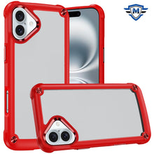 For iPhone 16 6.1inch Case w/ Metal Buttons Raised Camera Lip + Tempered Glass