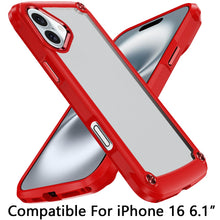 For iPhone 16 6.1inch Case w/ Metal Buttons Raised Camera Lip + Tempered Glass