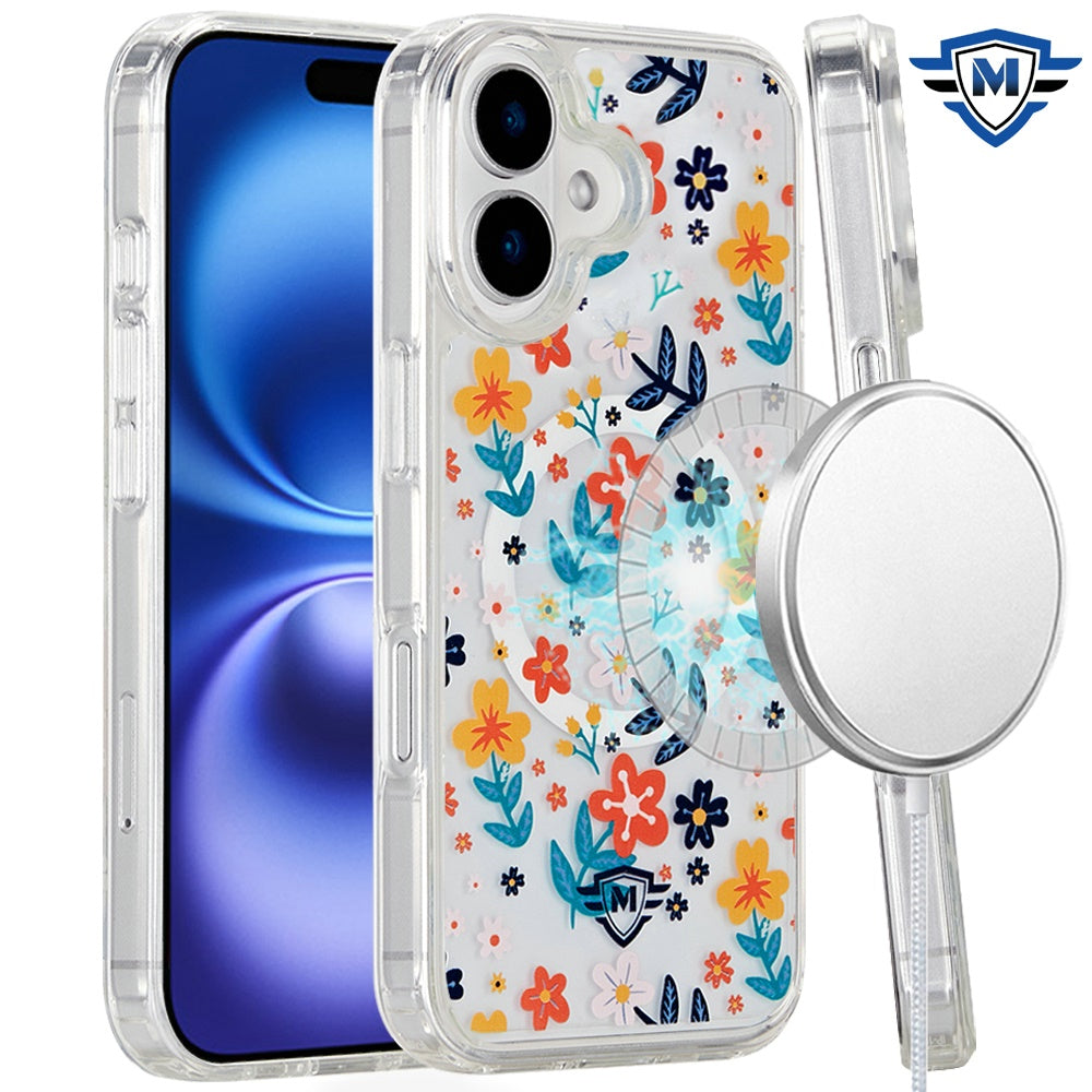 For iPhone 16 Plus 6.7in Case Premium UV Design Magnetic Circle + Tempered Glass
