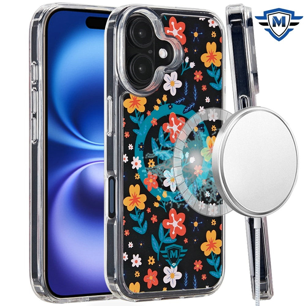 For iPhone 16 Plus 6.7in Case Premium UV Design Magnetic Circle + Tempered Glass