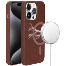 For iPhone 15 Case appleskin PU Leather Magnetic Circle Cover + 2 Tempered Glass