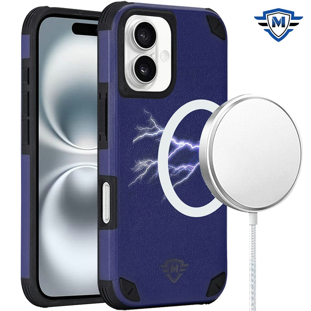 For iPhone 16 6.1inch Case Heavy-Duty Shockproof Magnetic Circle +Tempered Glass