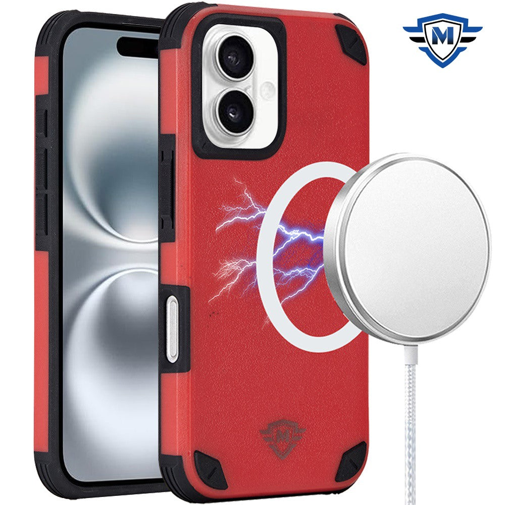 For iPhone 16 6.1inch Case Heavy-Duty Shockproof Magnetic Circle +Tempered Glass
