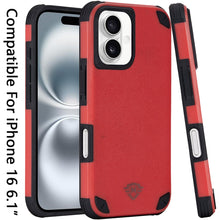 For iPhone 16 6.1inch Case Heavy-Duty Shockproof Magnetic Circle +Tempered Glass