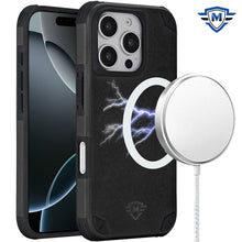 For iPhone 16 Pro 6.3in Case Heavy-Duty Shockproof Magnet Circle +Tempered Glass